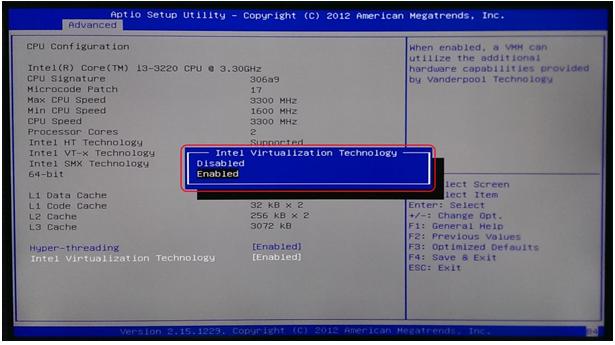 BIOS virtualization setting example 2