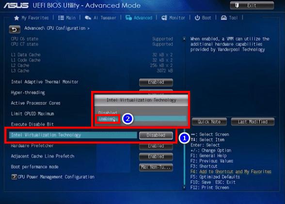 BIOS virtualization setting example 3