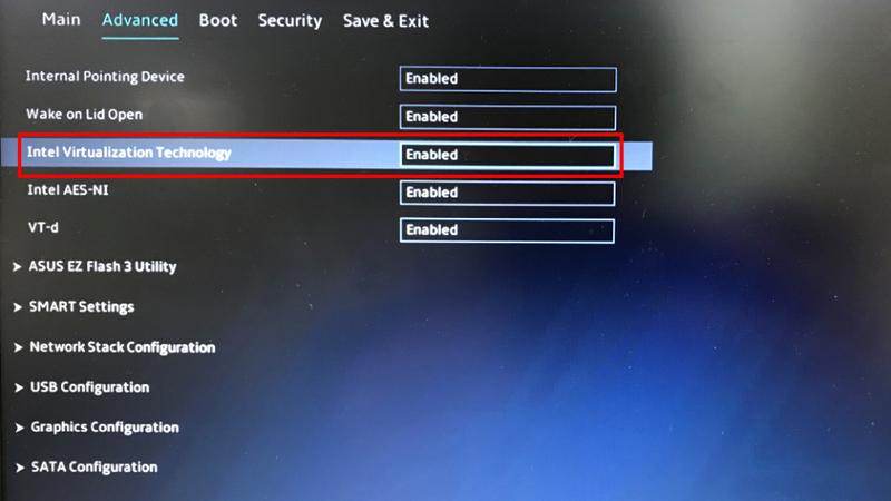 BIOS virtualization setting example 6
